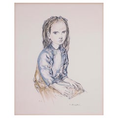 Leonard Tsugouharu Foujita Mädchen mit einem Brief, signierte Lithographie '64, gerahmt EA