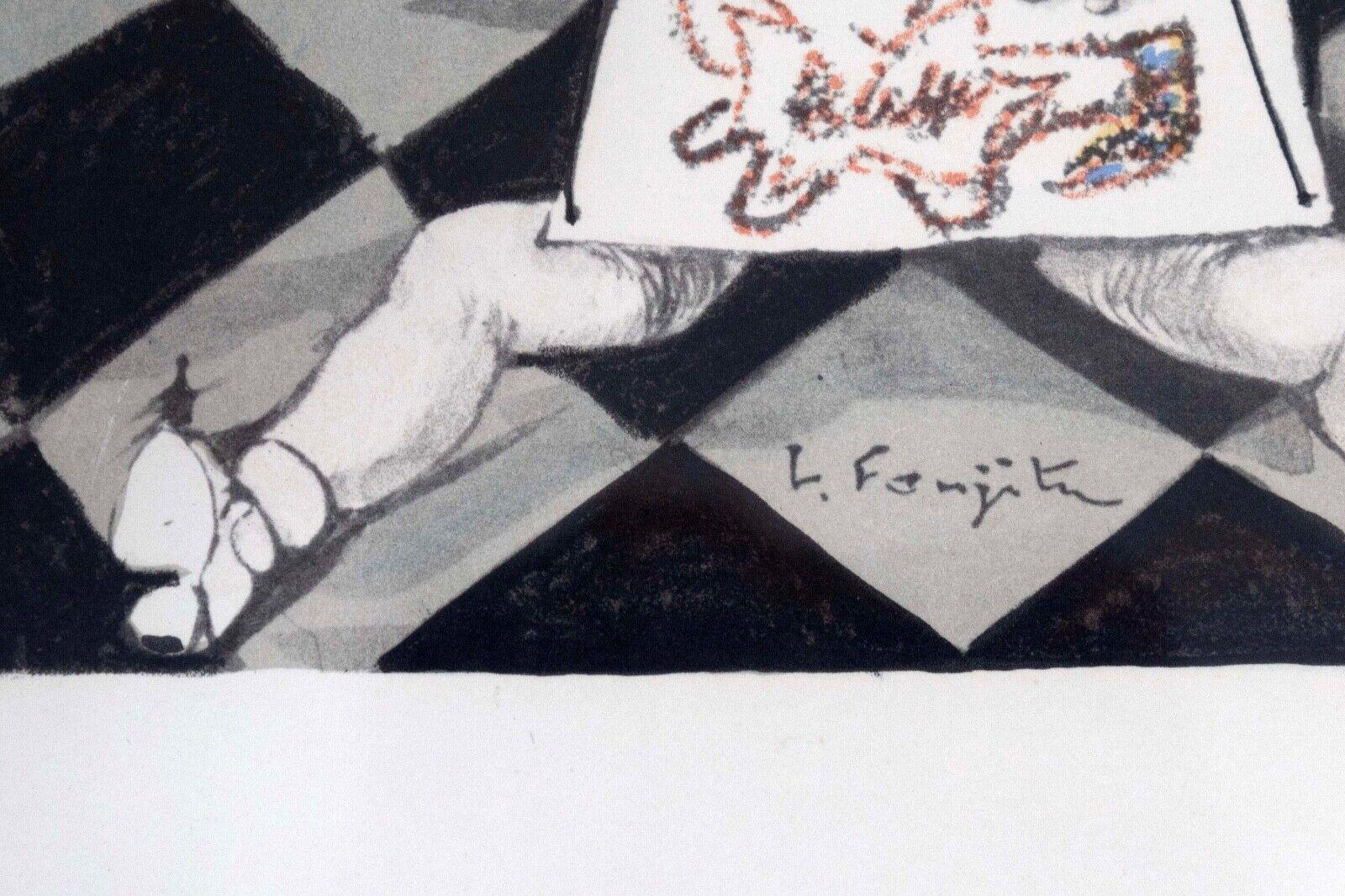 Leonard Tsugouharu L’Artiste Signed Modern Lithograph on Paper 1963 Framed 55/15 For Sale 1