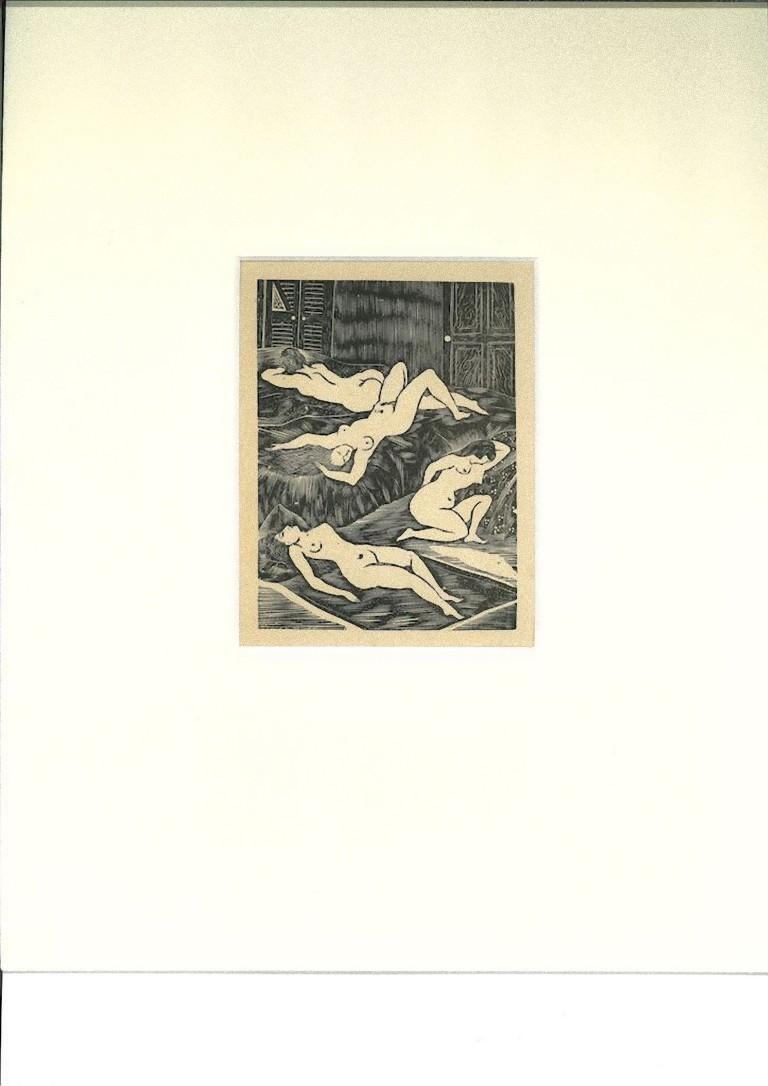 Nudes - Suite of 5 Etchings by Leonard Tsuguharu Foujita - 1930s For Sale 1