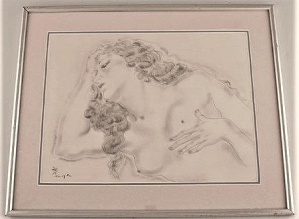 Léonard Tsuguharu Foujita (1886 - 1968), Japanese-French painter. Original lithography on japan paper with the motif of a naked woman, 1930s-1940s.
Hand-signed with a pen.
In very good condition.
Visible dimensions: 40 x 30 cm.
The frame