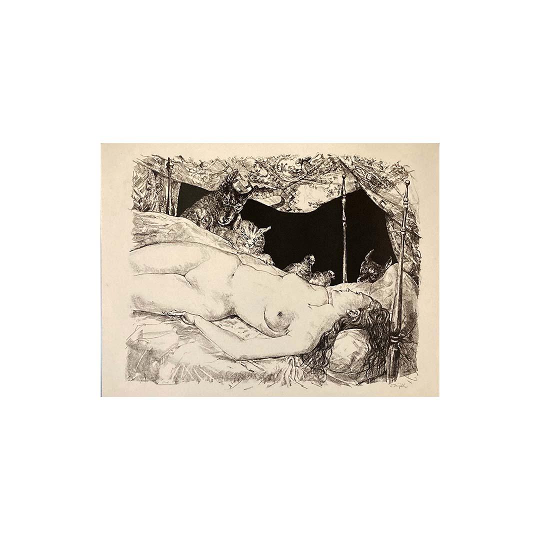 Lithographie d'origine de Tsuguharu Foujita, 1947