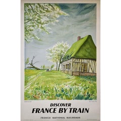 Manifesto originale del 1958 realizzato per la SNCF  da Foujita - Normandia - Ferrovia - Francia