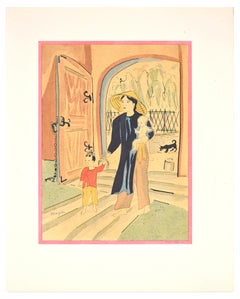 Back Home - Original Lithograph by L.T. Foujita - 1928