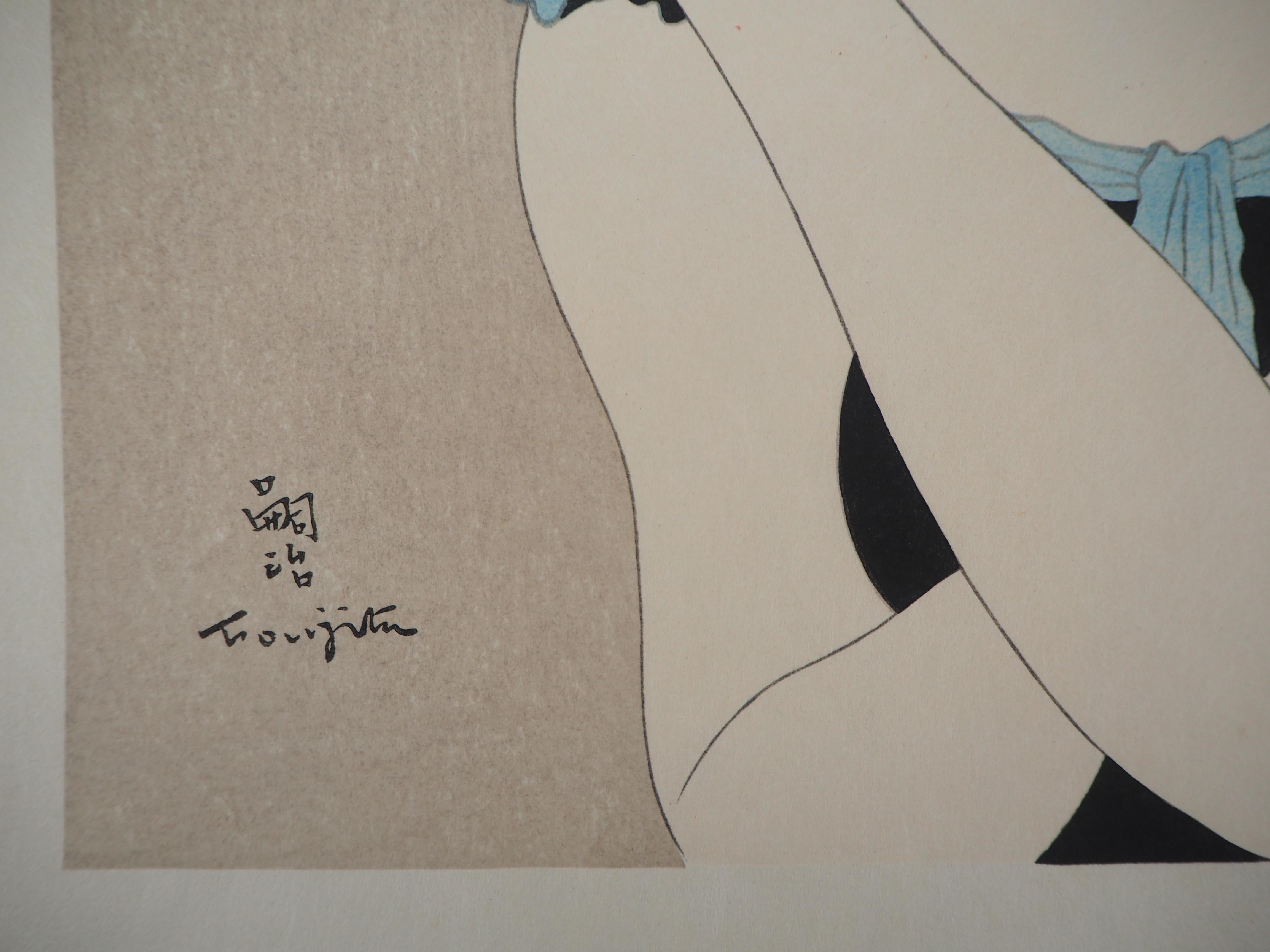 Blond Hair Woman - Original woodcut print (Buisson #35.08) - Print by Leonard Tsuguharu Foujita