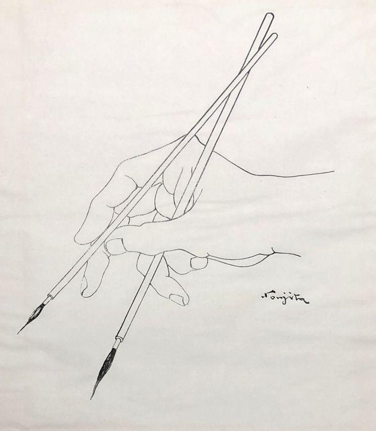 Leonard Tsuguharu Foujita Figurative Print - Hand of the Artist - Lithograph - Printed Signature