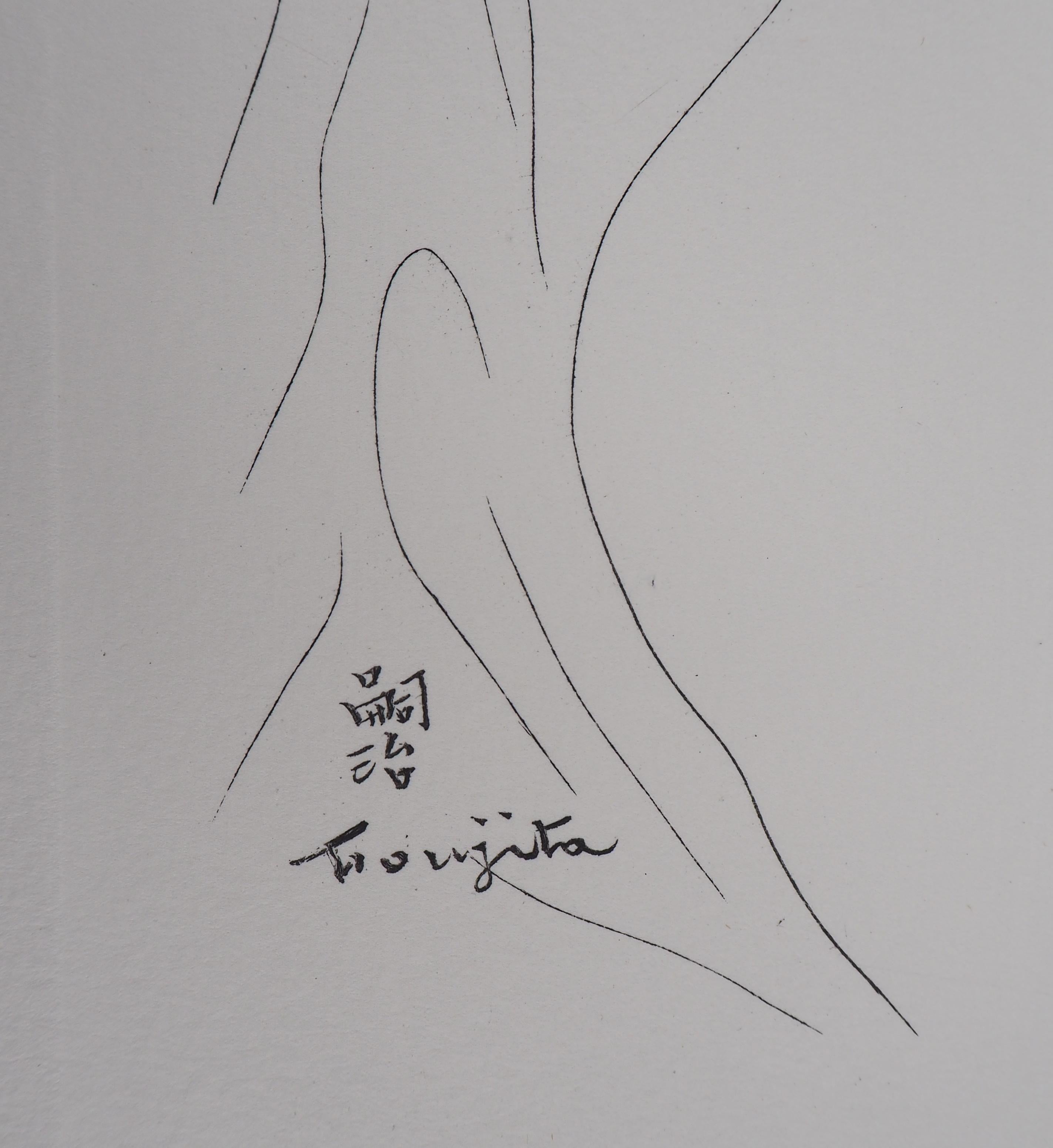 Isabey : Woman with Perfume Bottle - Original etching (Buisson #28.74) - Print by Leonard Tsuguharu Foujita
