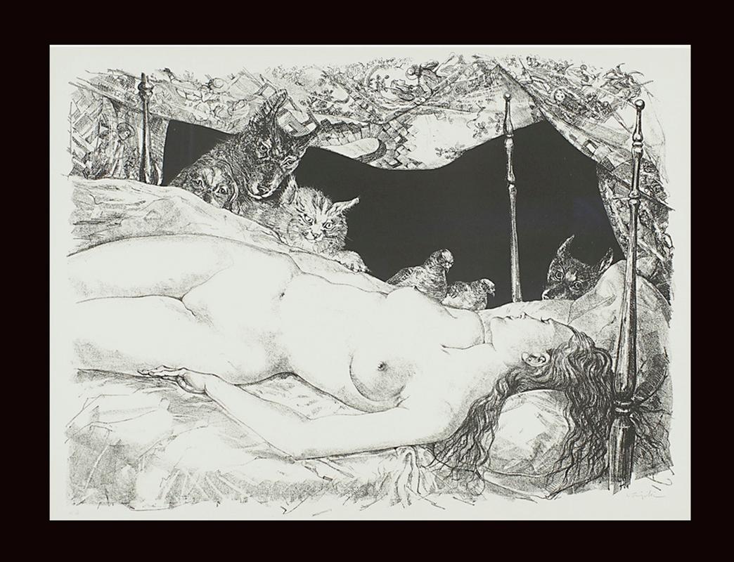 Artist: Leonard Tsuguharu Foujita 
Title: 'La Reve' 
Year: 1947
Medium: lithograph on paper
Size: 22" x 29 7/8" (sheet)
Edition: E.A, aside of the edition of 50
signed & numbered in pencil
Condition: In excellent condition 
Léonard Tsuguharu Foujita