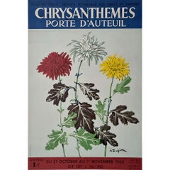Original 1966 poster by Fujita for the Chrysanthemums Exhibition in Paris