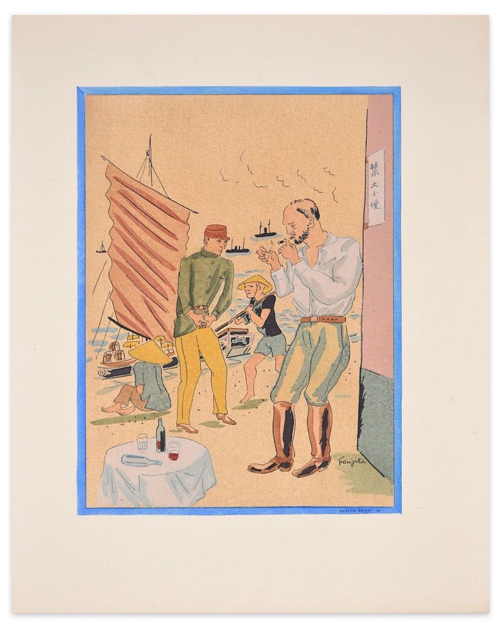 Propos d'un Intoxiqué – Lithographie nach L.T. Foujita - 1928 – Print von (after) Leonard Tsuguharu Foujita