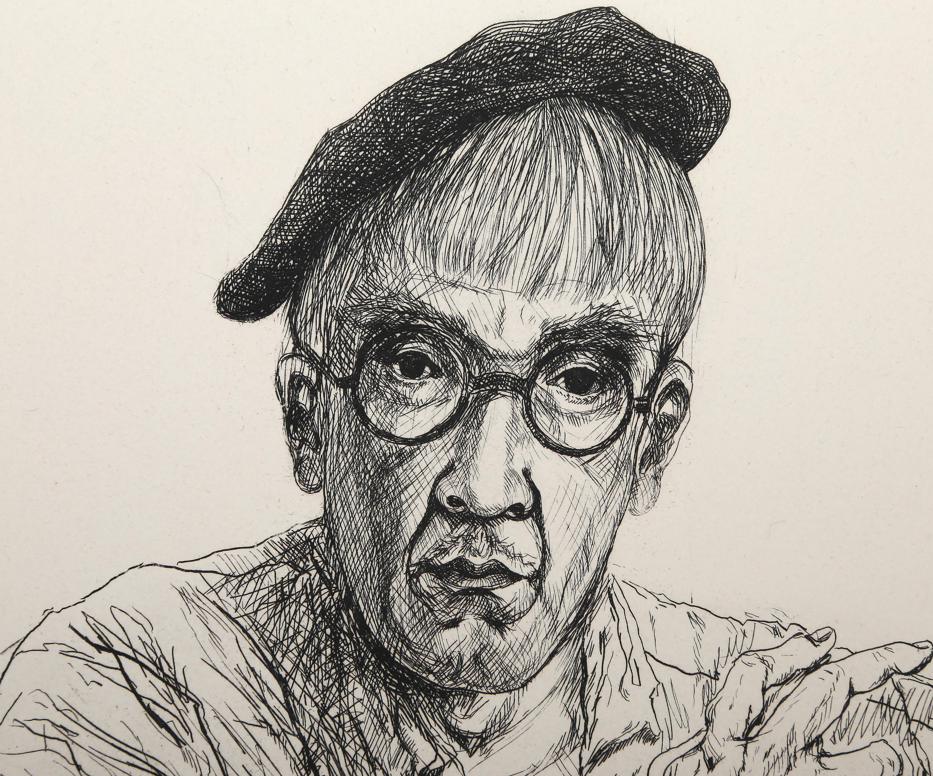 Self-Portrait, Moderne Radierung von Léonard Tsuguharu Foujita – Print von Leonard Tsuguharu Foujita