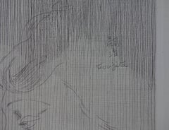 Self Portrait With a Cat - Original etching (Buisson #26-64)