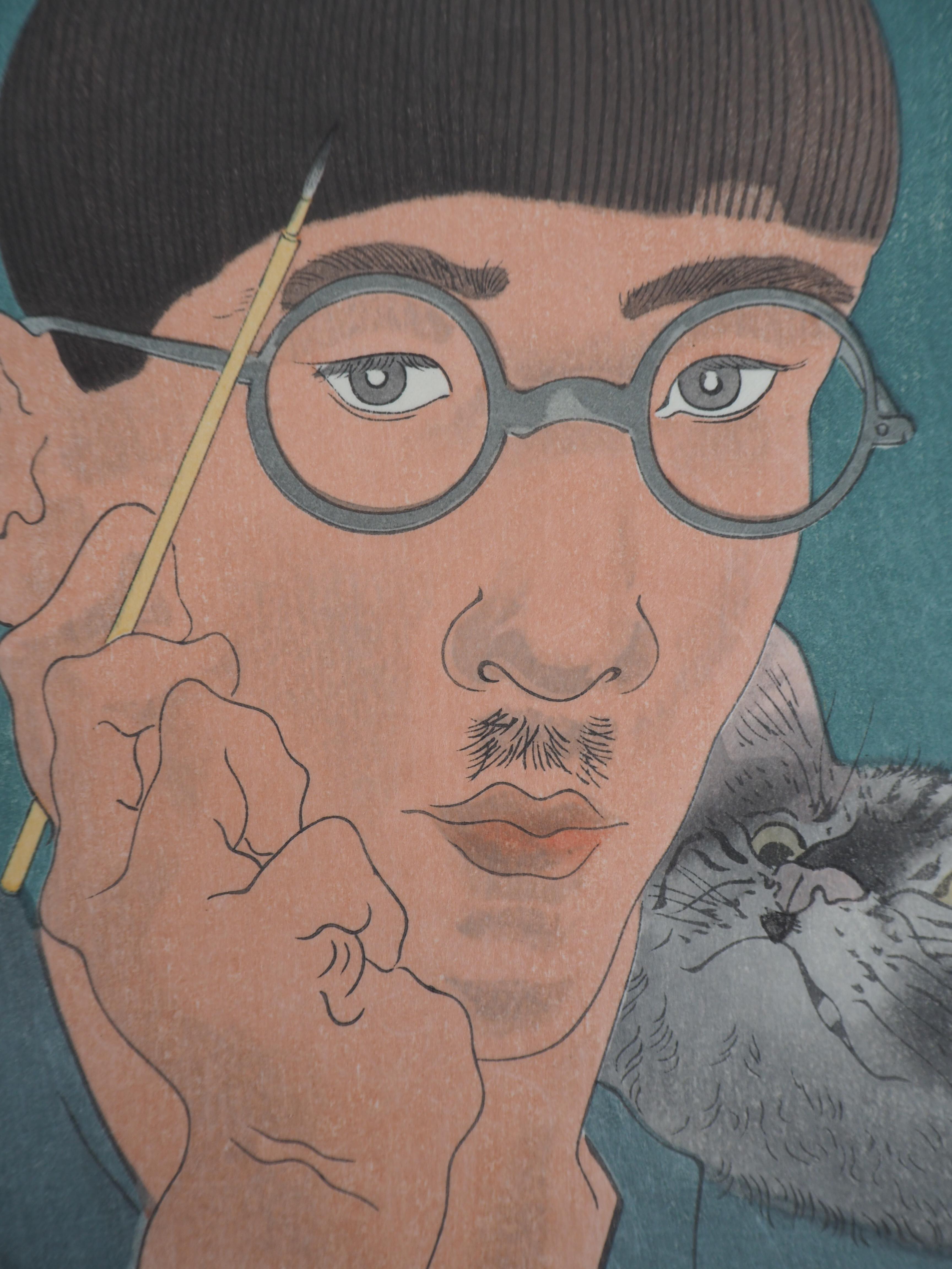 tsuguharu foujita self portrait with cat