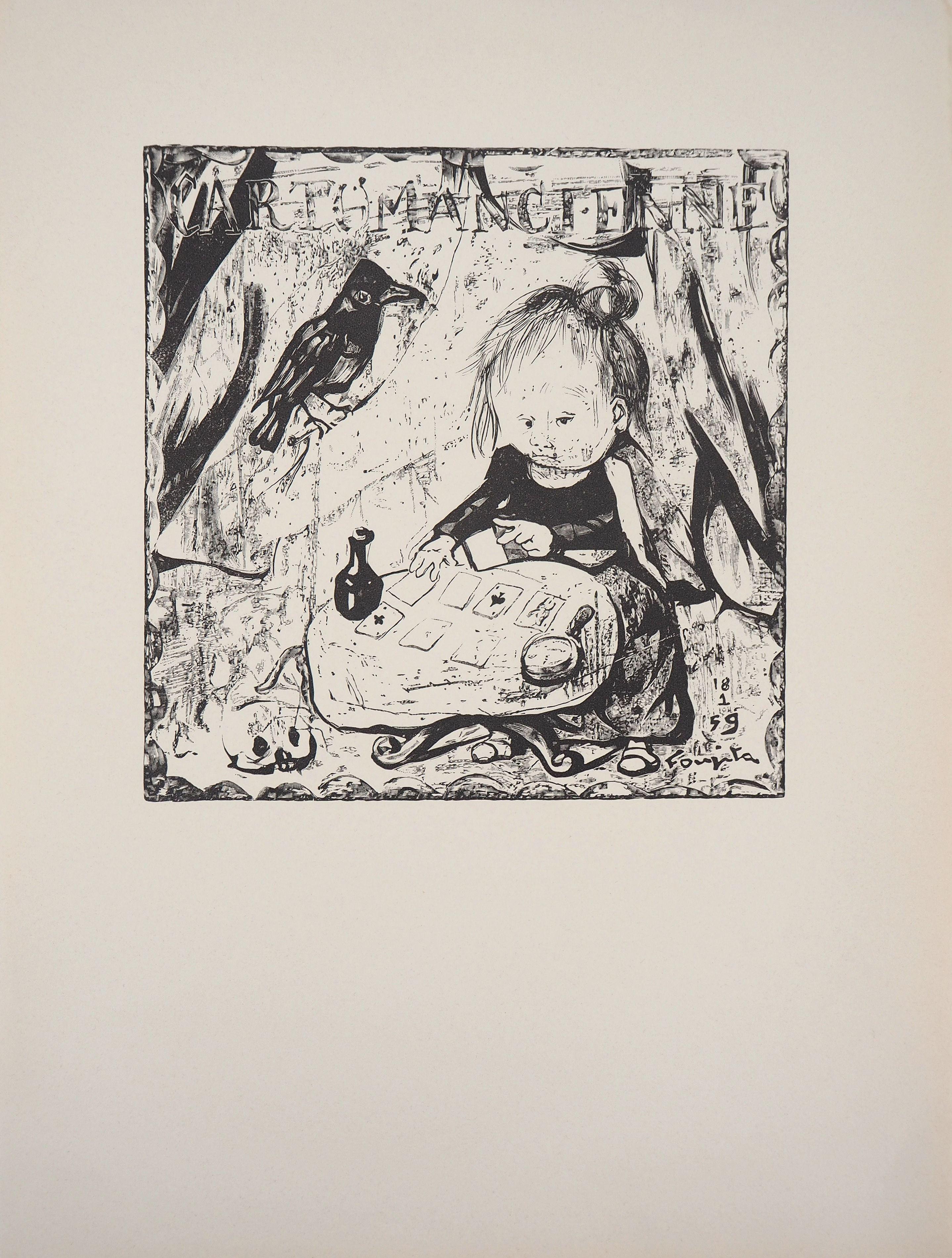 The Fortune Teller - Original woodcut (Buisson #60.109) - Print by Leonard Tsuguharu Foujita