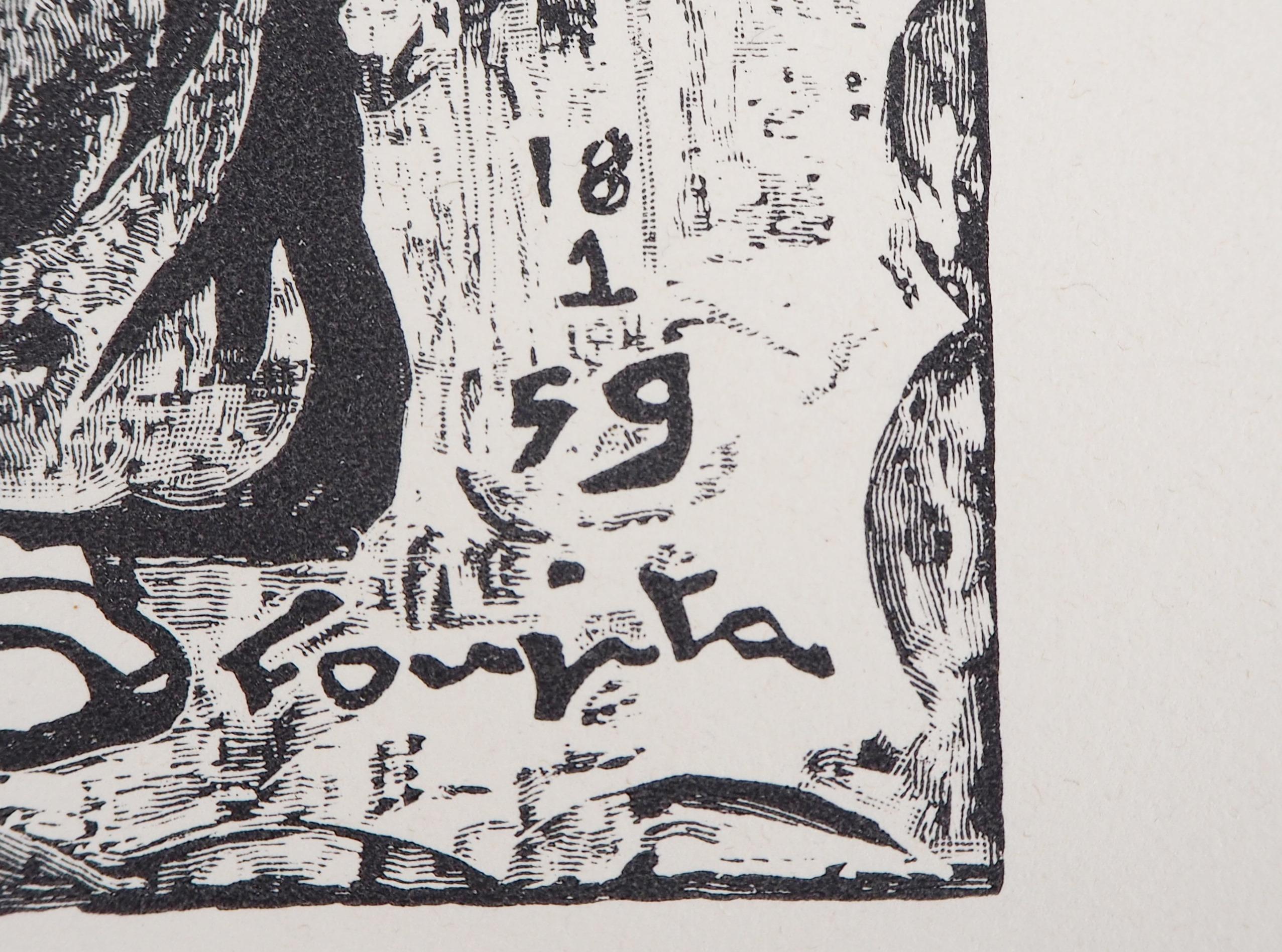 The Fortune Teller – Original Holzschnitt (Buisson #60.109) (Realismus), Print, von Leonard Tsuguharu Foujita