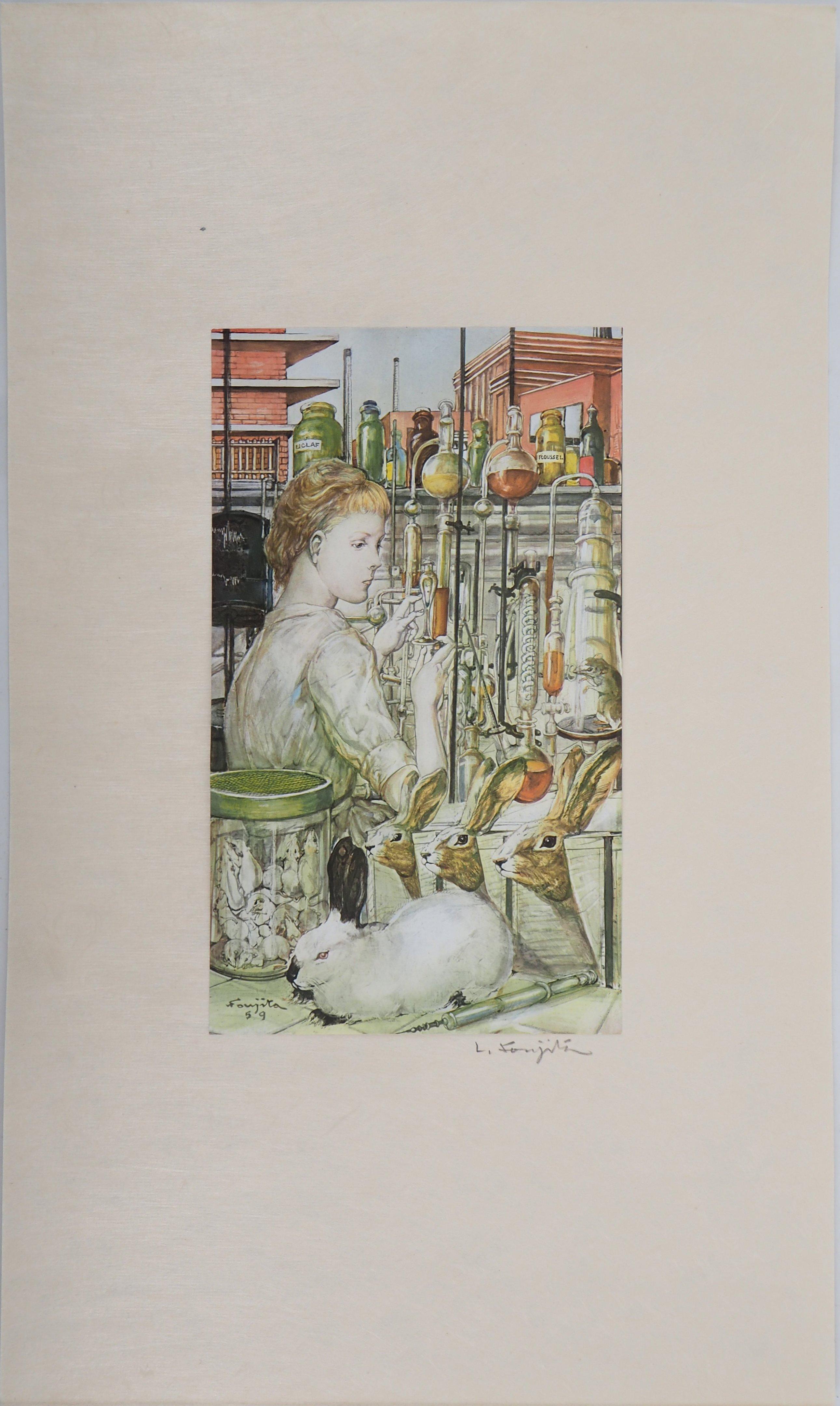 Young Veterinarian - Handsigned Heliogravure, 1959 - Print by Leonard Tsuguharu Foujita