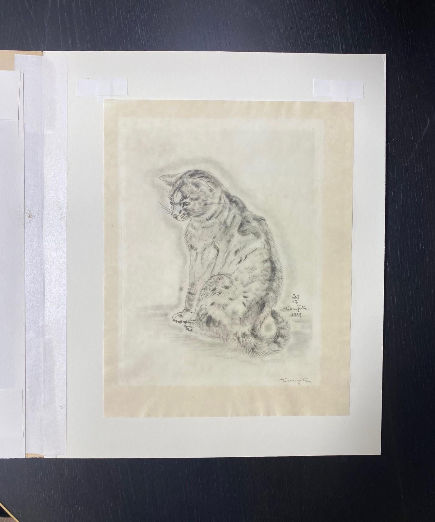 Léonard Tsuguharu Foujita Signed Collotype Print Azubah The Book of Cats 1929 5