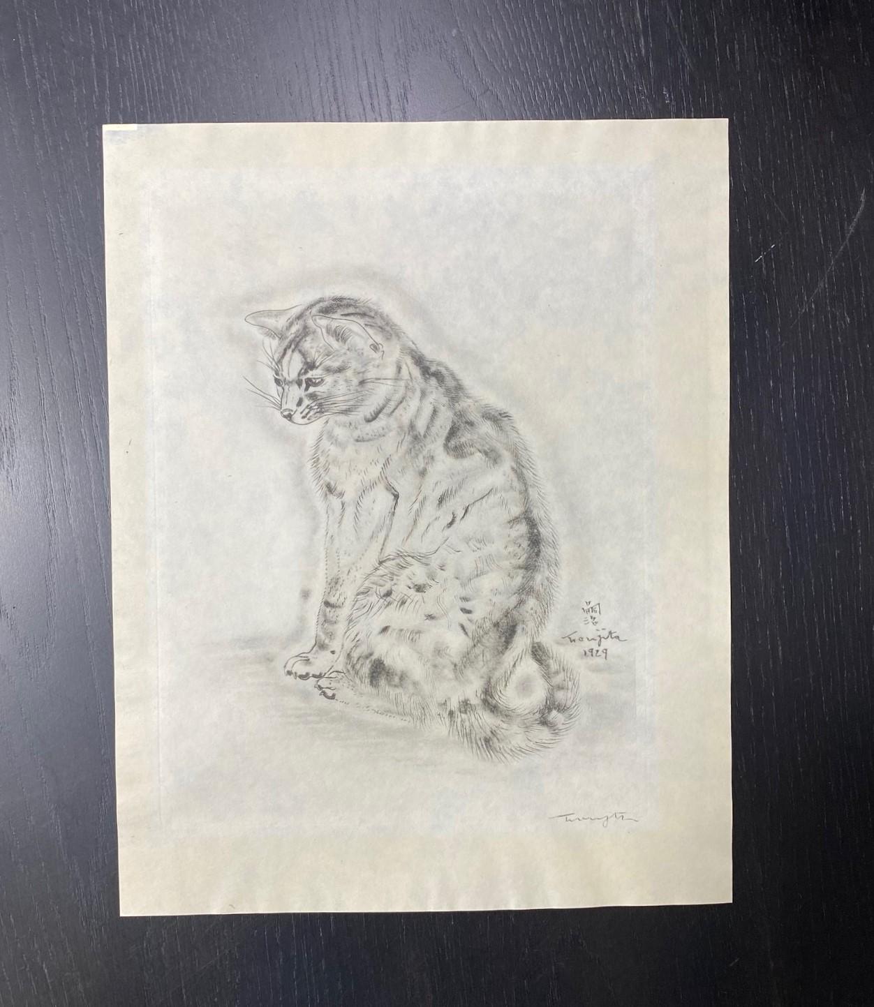 Léonard Tsuguharu Foujita Signed Collotype Print Azubah The Book of Cats 1929 6