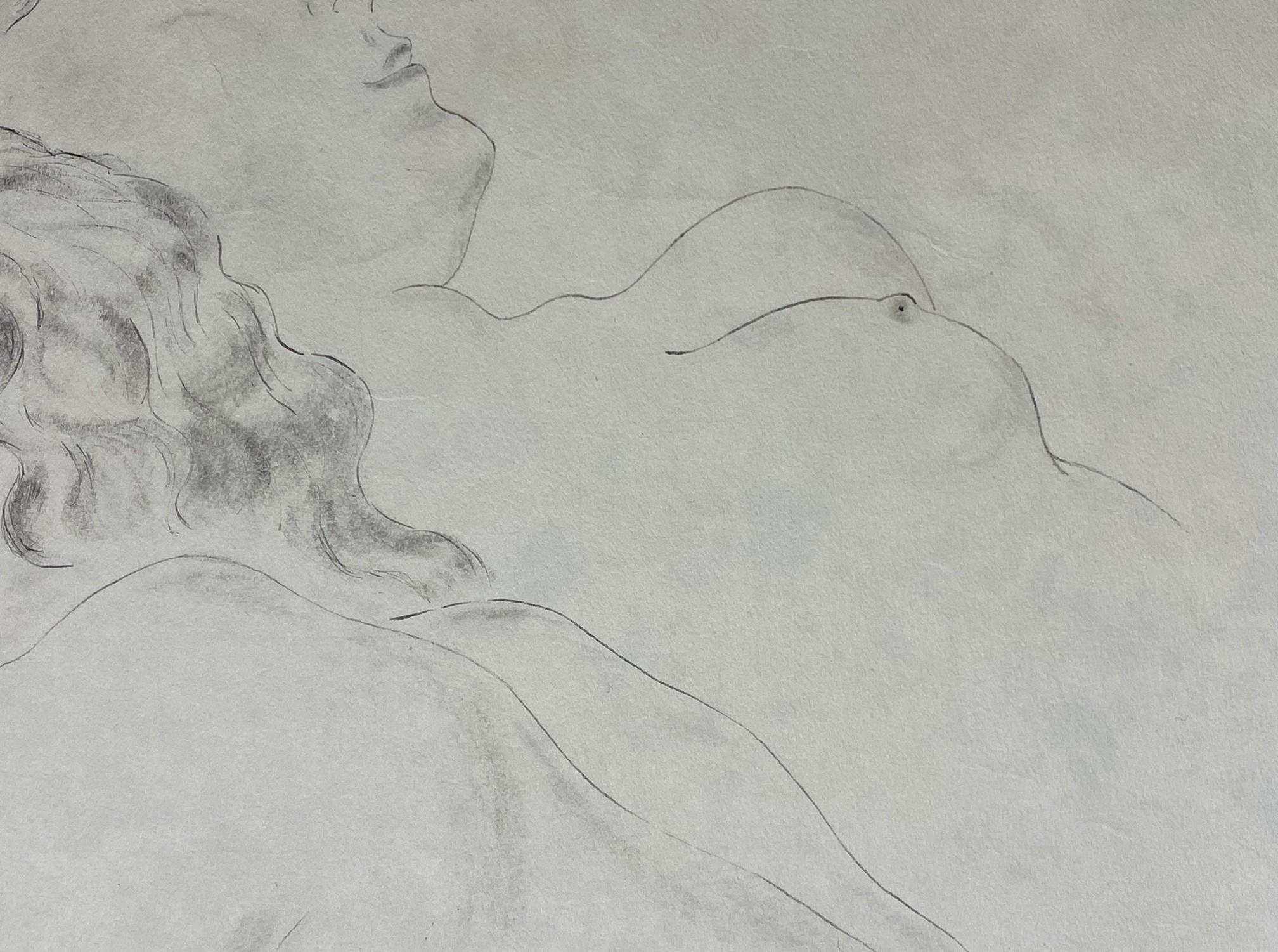 Léonard Tsuguharu Foujita Signed Original Erotic Portrait de Jeune Femme Drawing 1