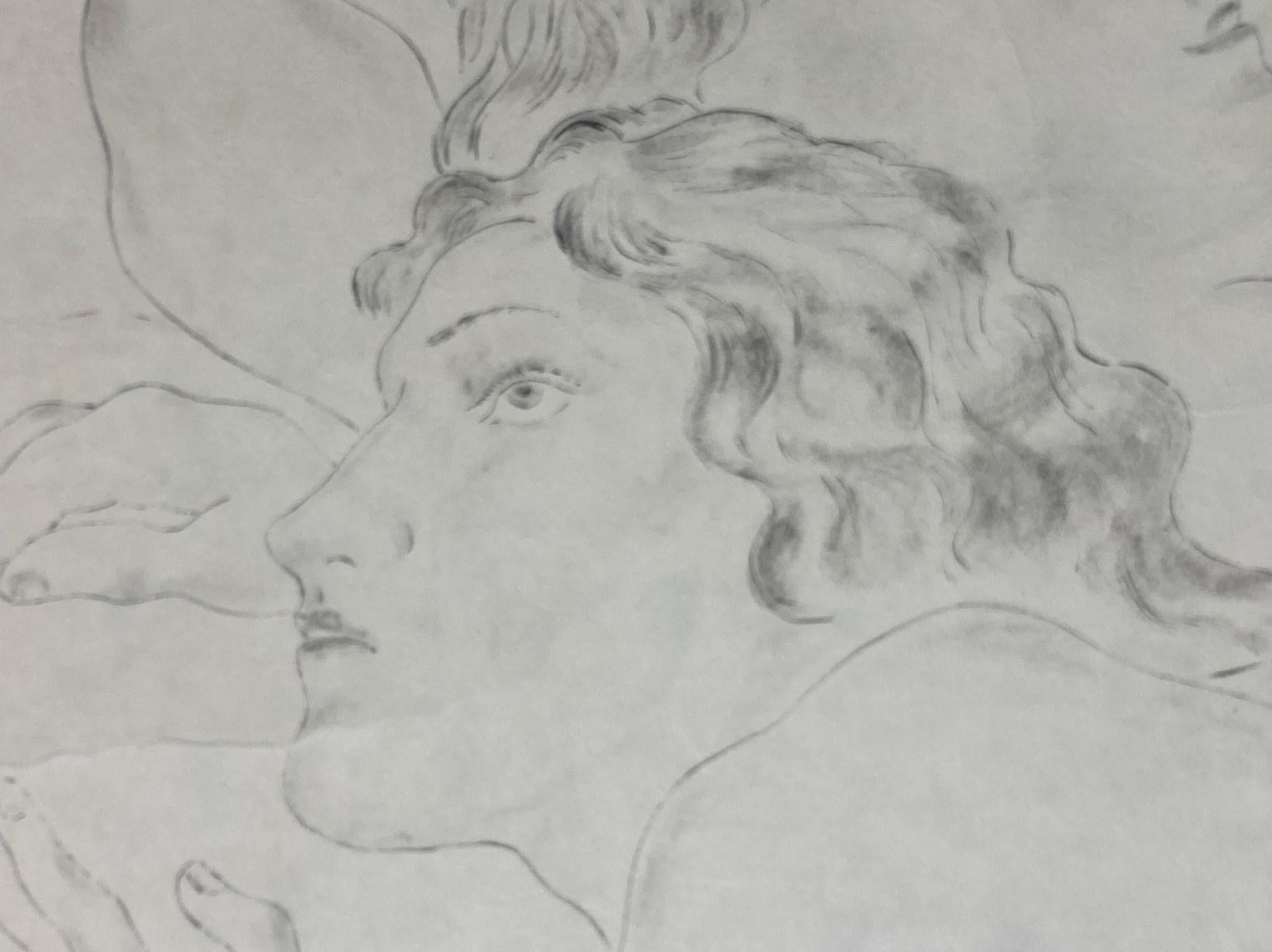 Léonard Tsuguharu Foujita Signed Original Erotic Portrait de Jeune Femme Drawing 2