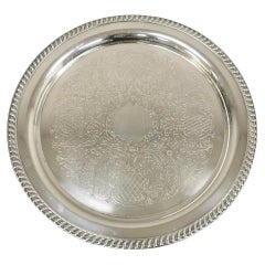 Leonard Victorian Style Silver Plated 15" Round Serving Platter Tray