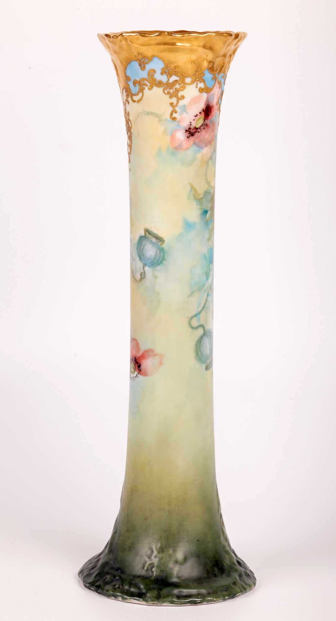Leonard Vienna, handbemalte Jugendstil-Porzellanvase mit Blumenmuster im Angebot 5