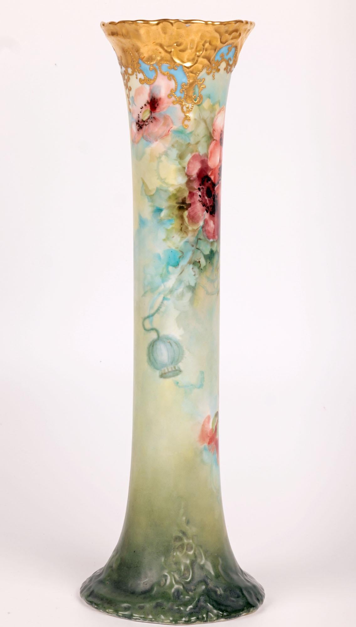 Vase en porcelaine à fleurs peint à la main, Leonard Vienna, Art Nouveau en vente 6