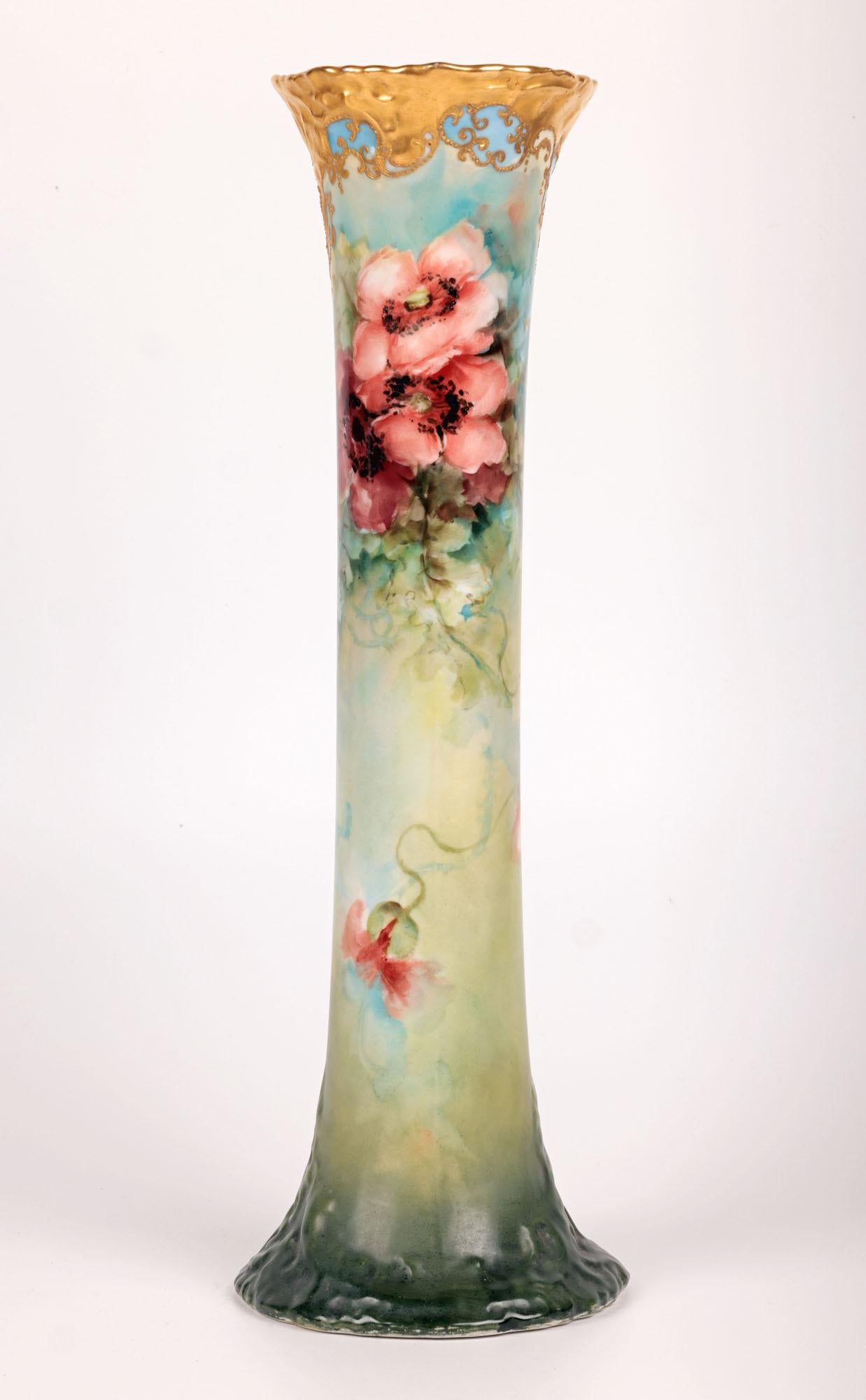 Leonard Vienna Art Nouveau Hand Painted Floral Porcelain Vase For Sale 10