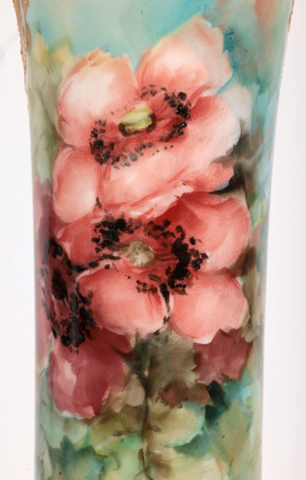 Leonard Vienna, handbemalte Jugendstil-Porzellanvase mit Blumenmuster (Art nouveau) im Angebot