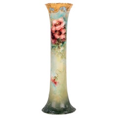 Vaso in porcellana Art Nouveau dipinto a mano in stile floreale di Leonard Vienna