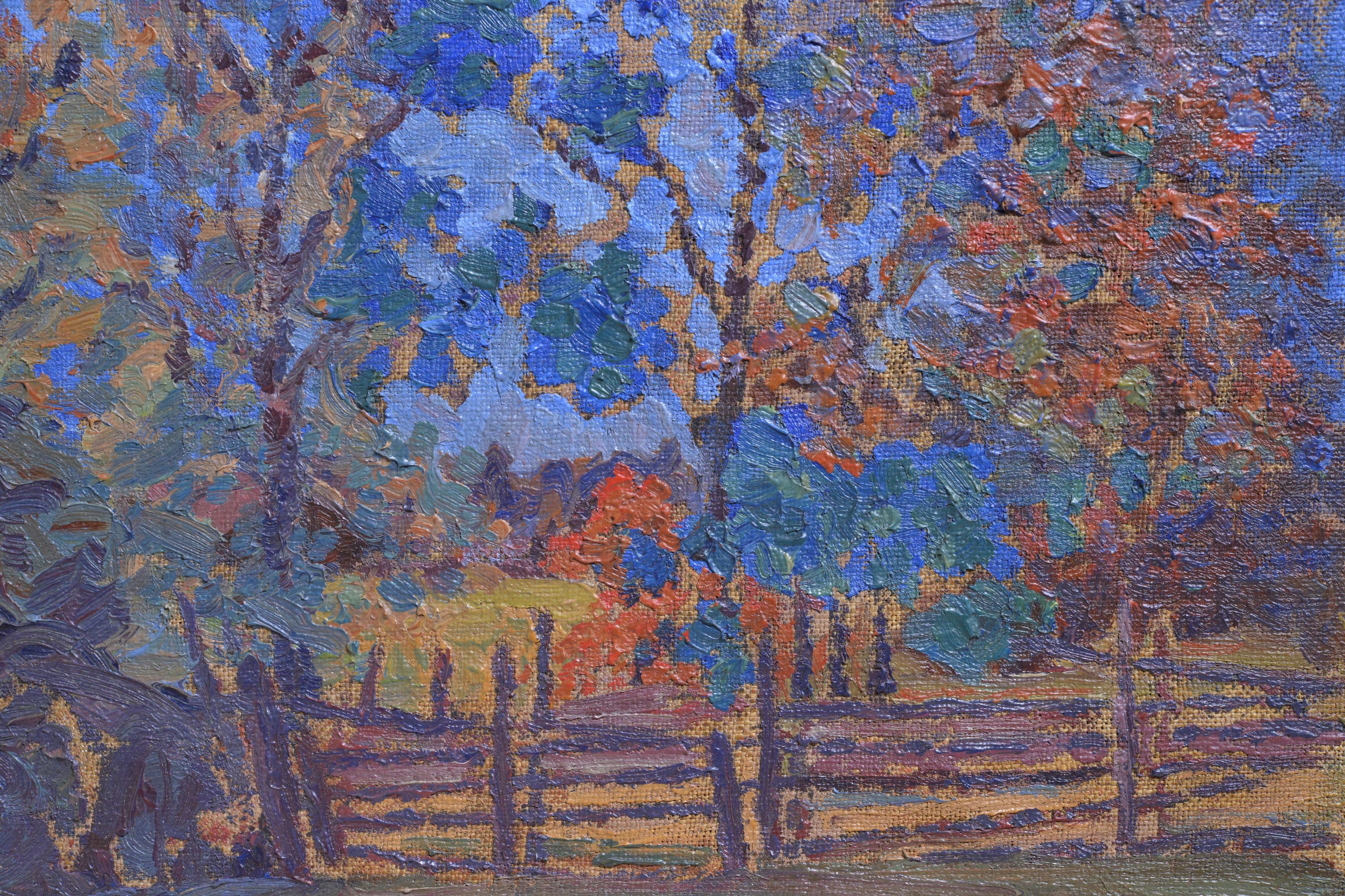 Russian modernist landscape Ural Autumn Motive early 20th century Oil painting - Impressionist Painting by Leonard Viktorovich Turzhansky