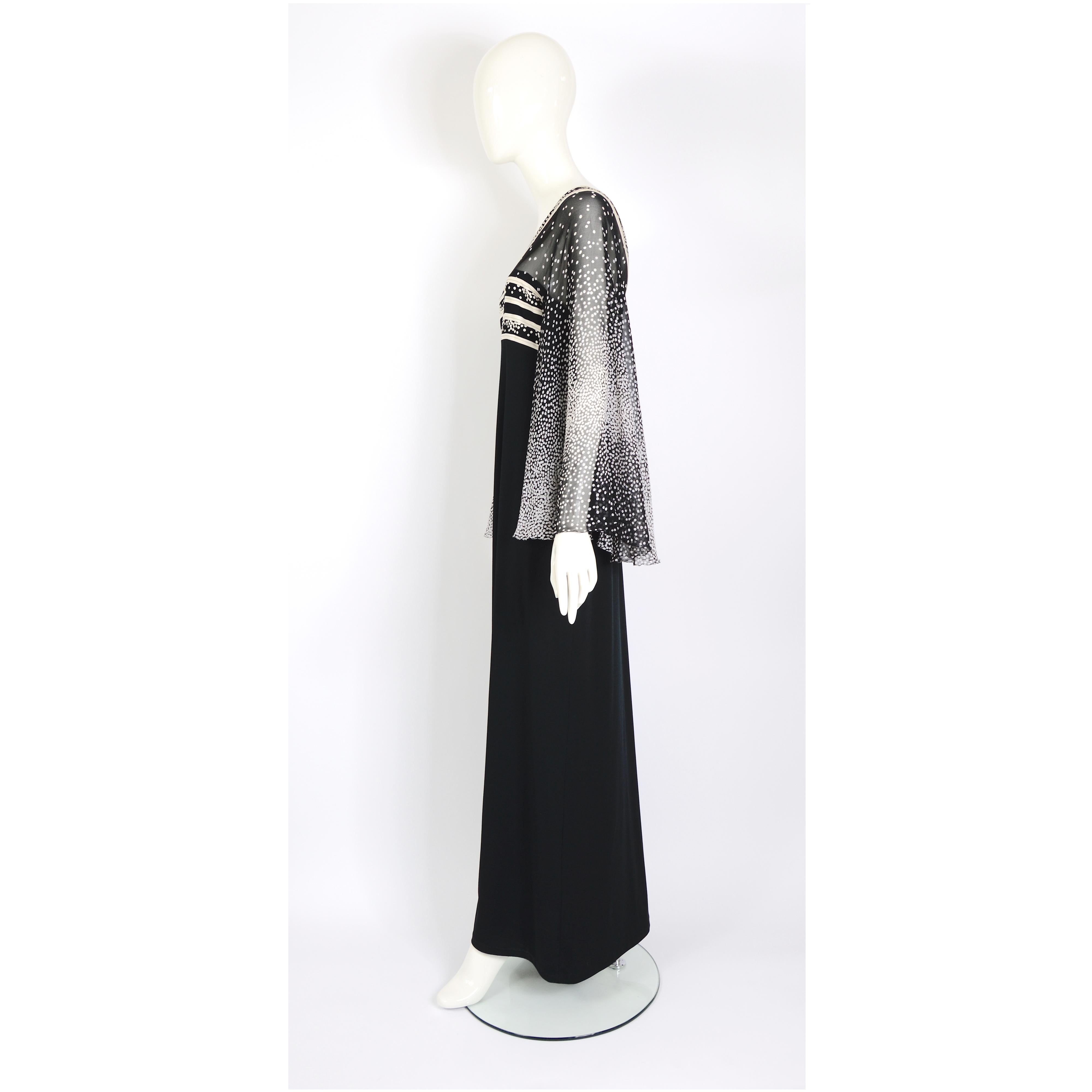 Leonard vintage 1980s large sleeves black and white print silk dress For Sale 3