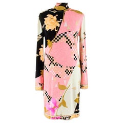 Leonard vintage abstract floral-print silk-jersey dress US 8