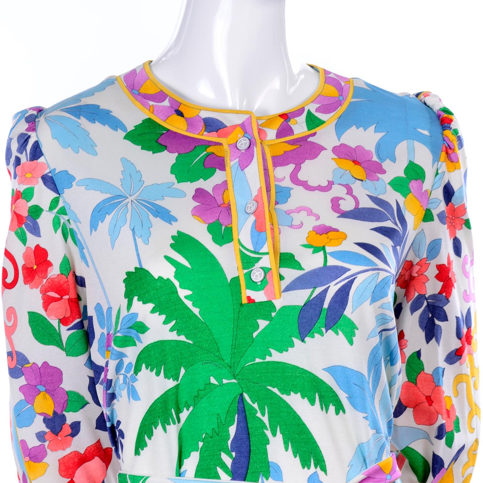 Leonard Vintage Dress in Tropical Floral Fish Elephant Print Silk Jersey 5