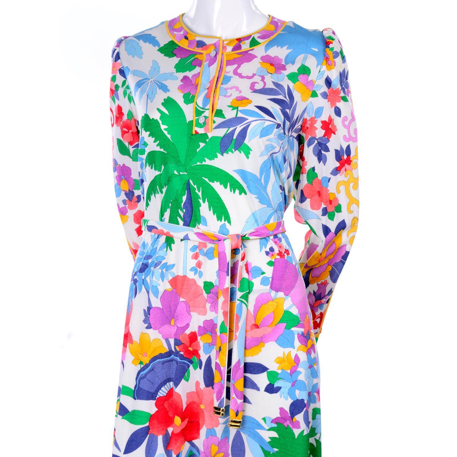 Leonard Vintage Dress in Tropical Floral Fish Elephant Print Silk Jersey 9