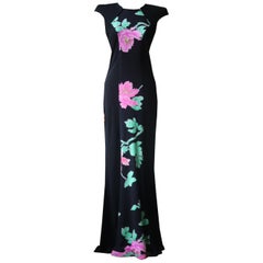 Maxi abito in seta con stampa floreale Leonard Vintage
