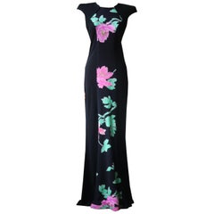 Leonard Vintage Floral Print Silk Maxi Dress 