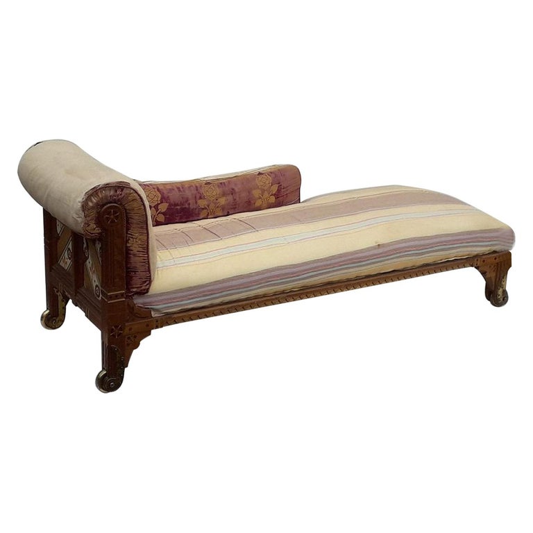 Leonard William Collmann, an Exhibition Quality Gothic Revival Oak Chaise  Lounge For Sale at 1stDibs | gothic chaise lounge, william goth