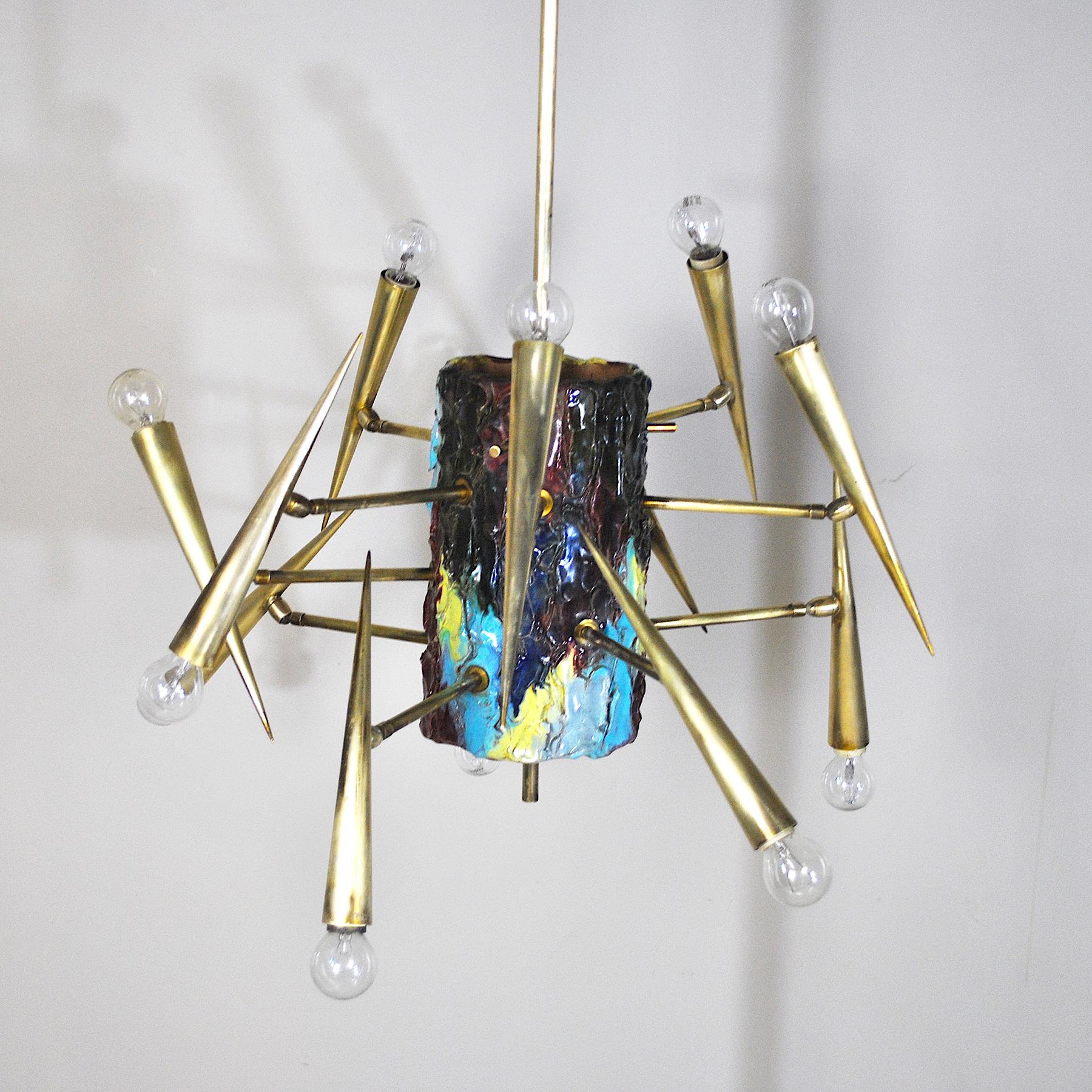 Lustre sculpture italien Leoncillo Leonardi, années 1950 pour Lumi, Milan. en vente 6