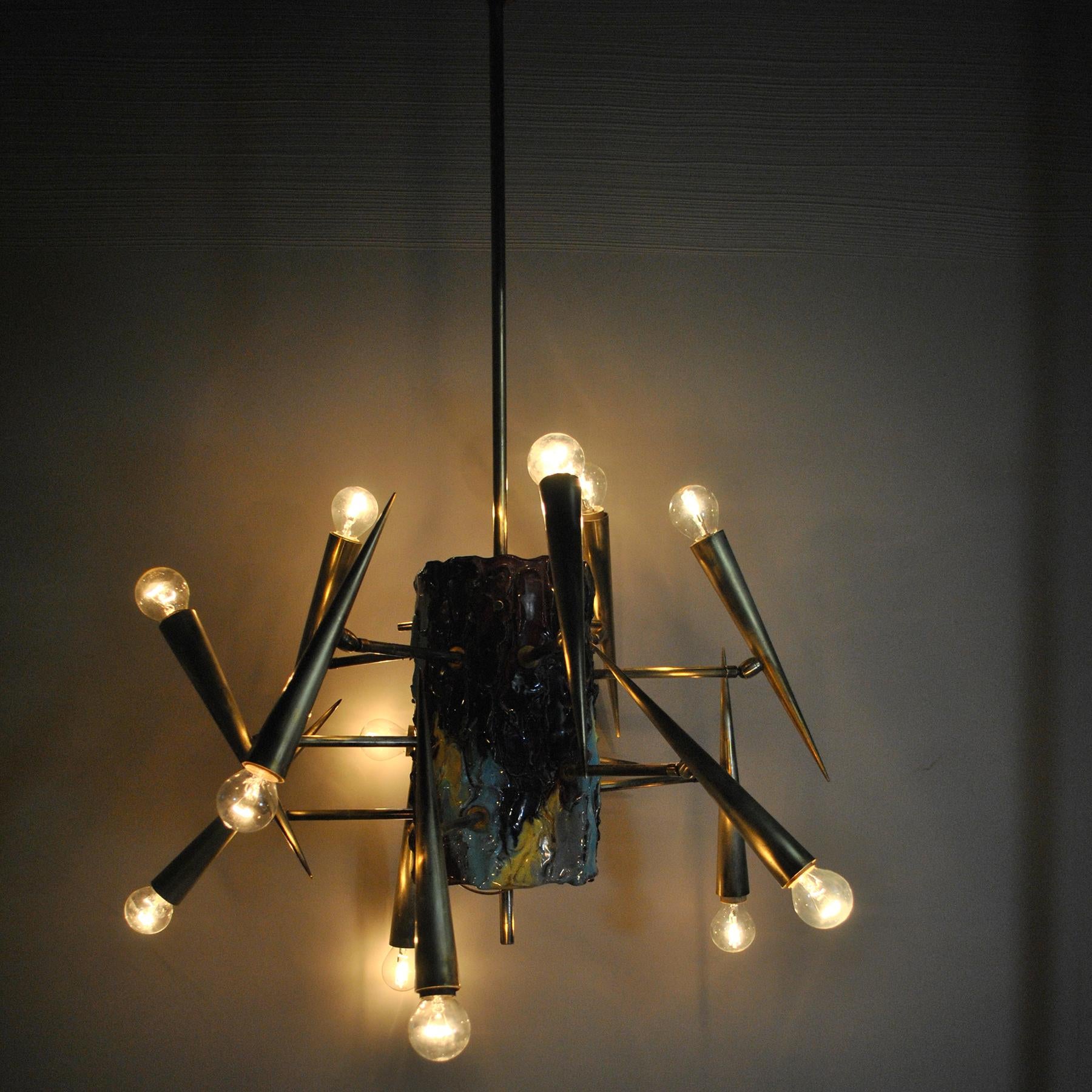 Lustre sculpture italien Leoncillo Leonardi, années 1950 pour Lumi, Milan. en vente 8