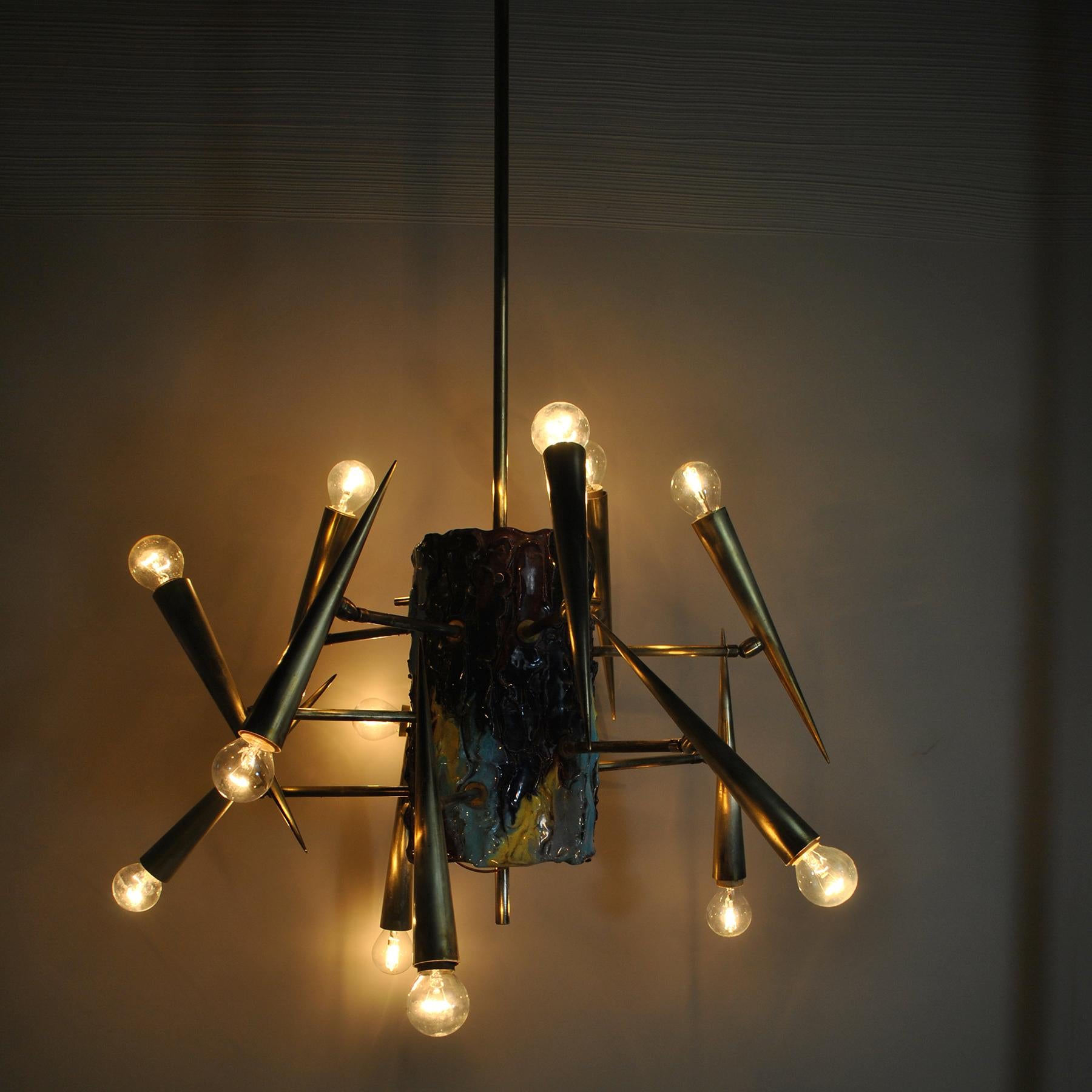 Lustre sculpture italien Leoncillo Leonardi, années 1950 pour Lumi, Milan. en vente 9