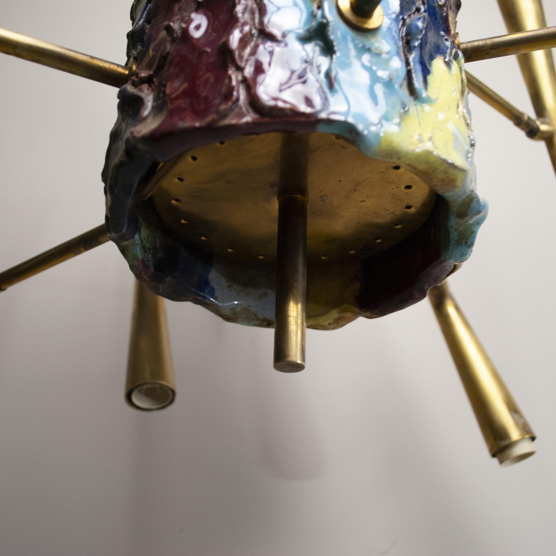 Lustre sculpture italien Leoncillo Leonardi, années 1950 pour Lumi, Milan. Bon état - En vente à bari, IT