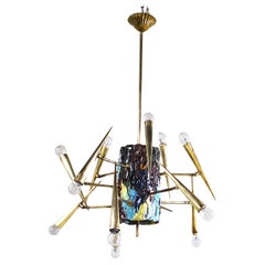 Leonardi Leoncillo Italian Sculpture Chandelier, 1950s for Lumi, Milano.