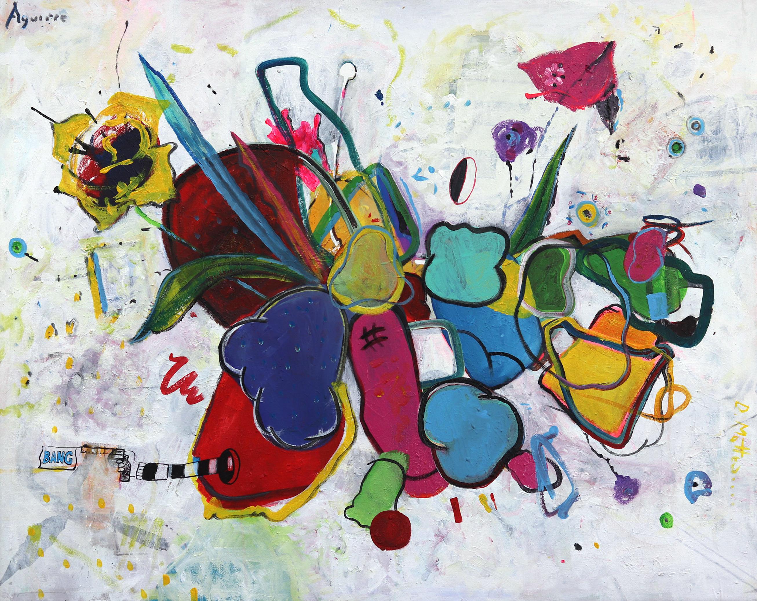 Leonardo Aguirre Abstract Painting – Blumenkraft – lebhaftes, farbenfrohes, abstraktes Original-Ölgemälde auf Leinwand