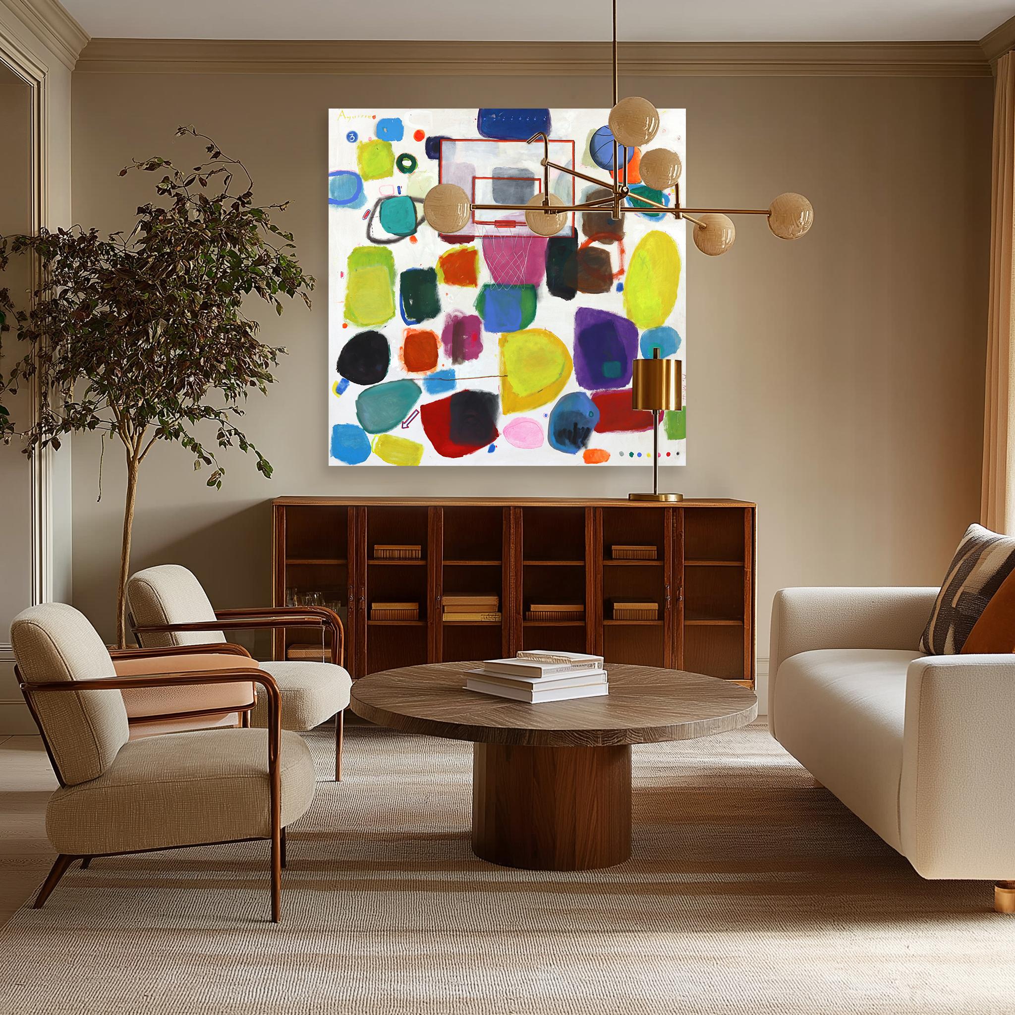 NBA 5 Play On - Abstract Expressive Color Drenched Basketball Inspired Painting For Sale 3