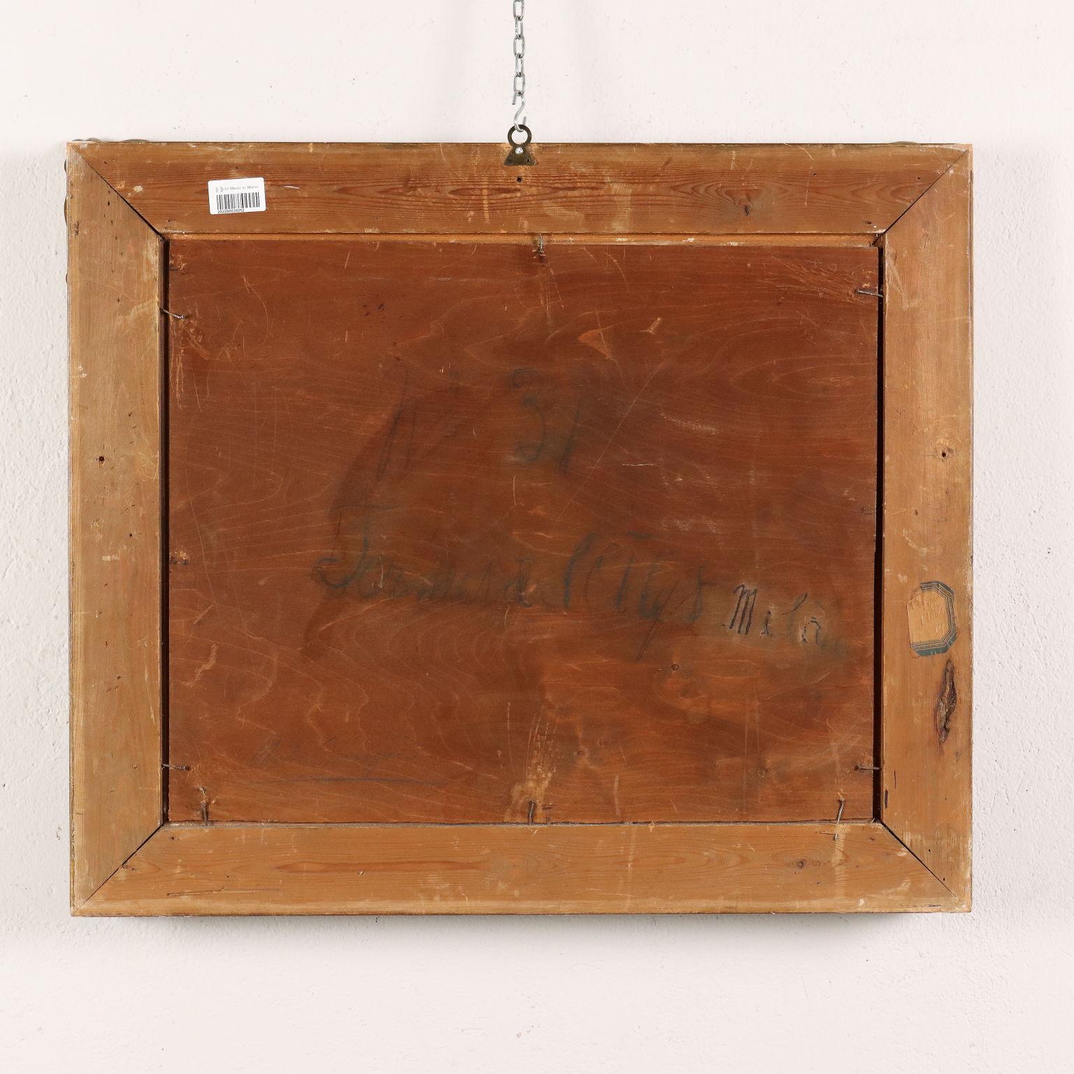Glimpse of a Barn, Oil on Wooden Hardboard Italy XIX-XX Century 6
