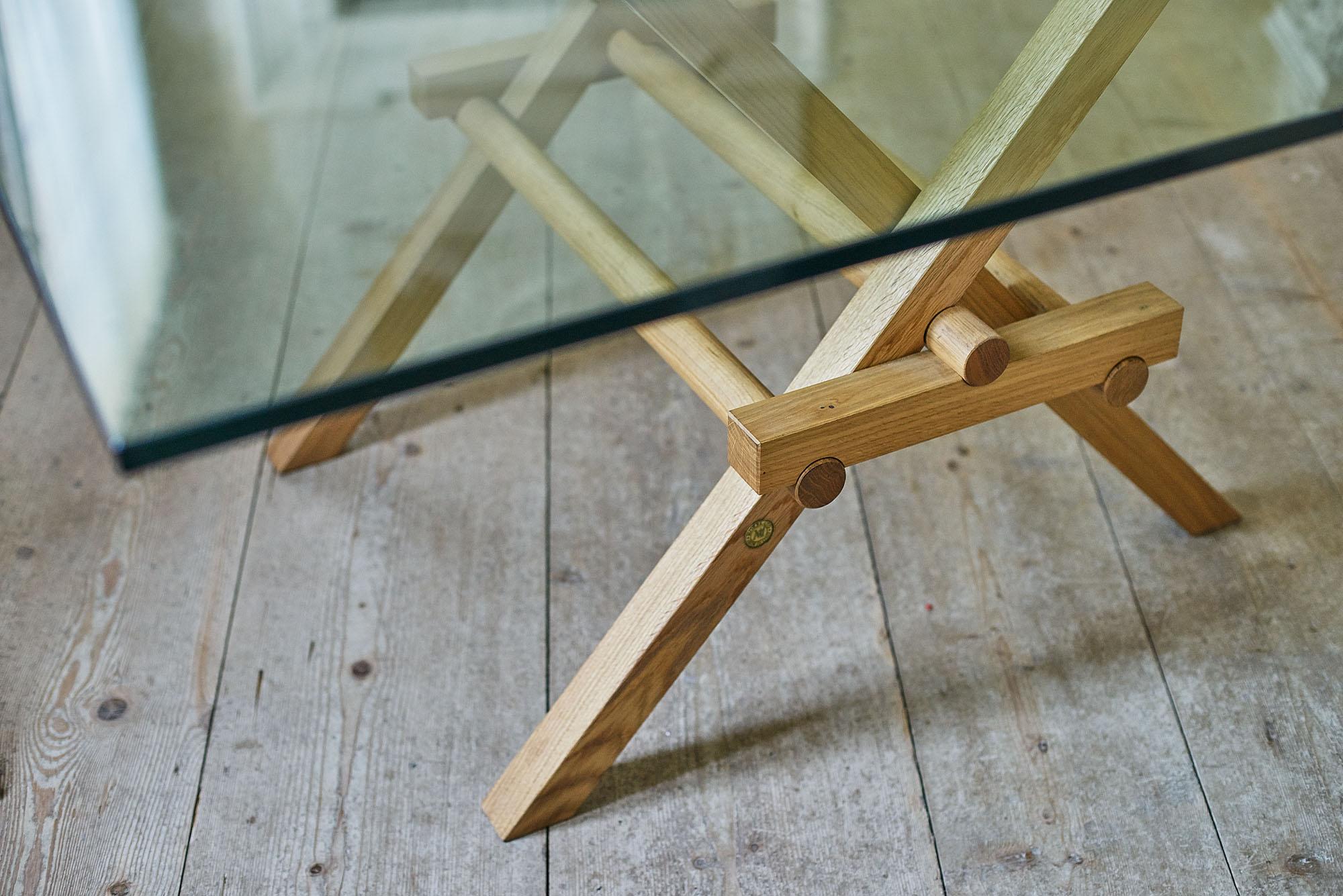 Leonardo, Contemporary Table Made of Ashwood with Glass Top, des. Marco Ferreri 2