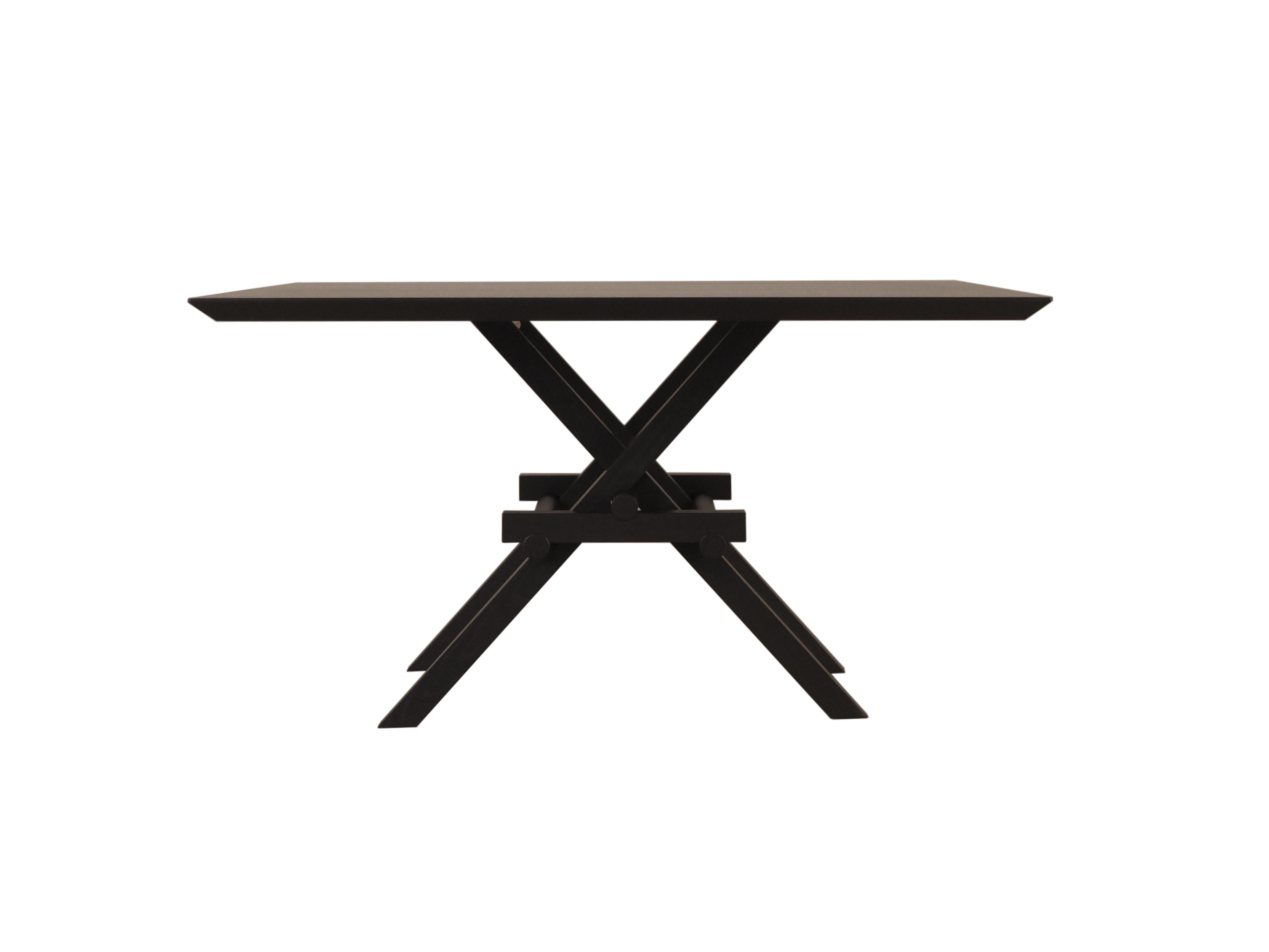 Zeitgenössischer Tisch aus Eschenholz mit ineinandergreifenden Beinen Leonardo im Zustand „Neu“ im Angebot in Salizzole, IT