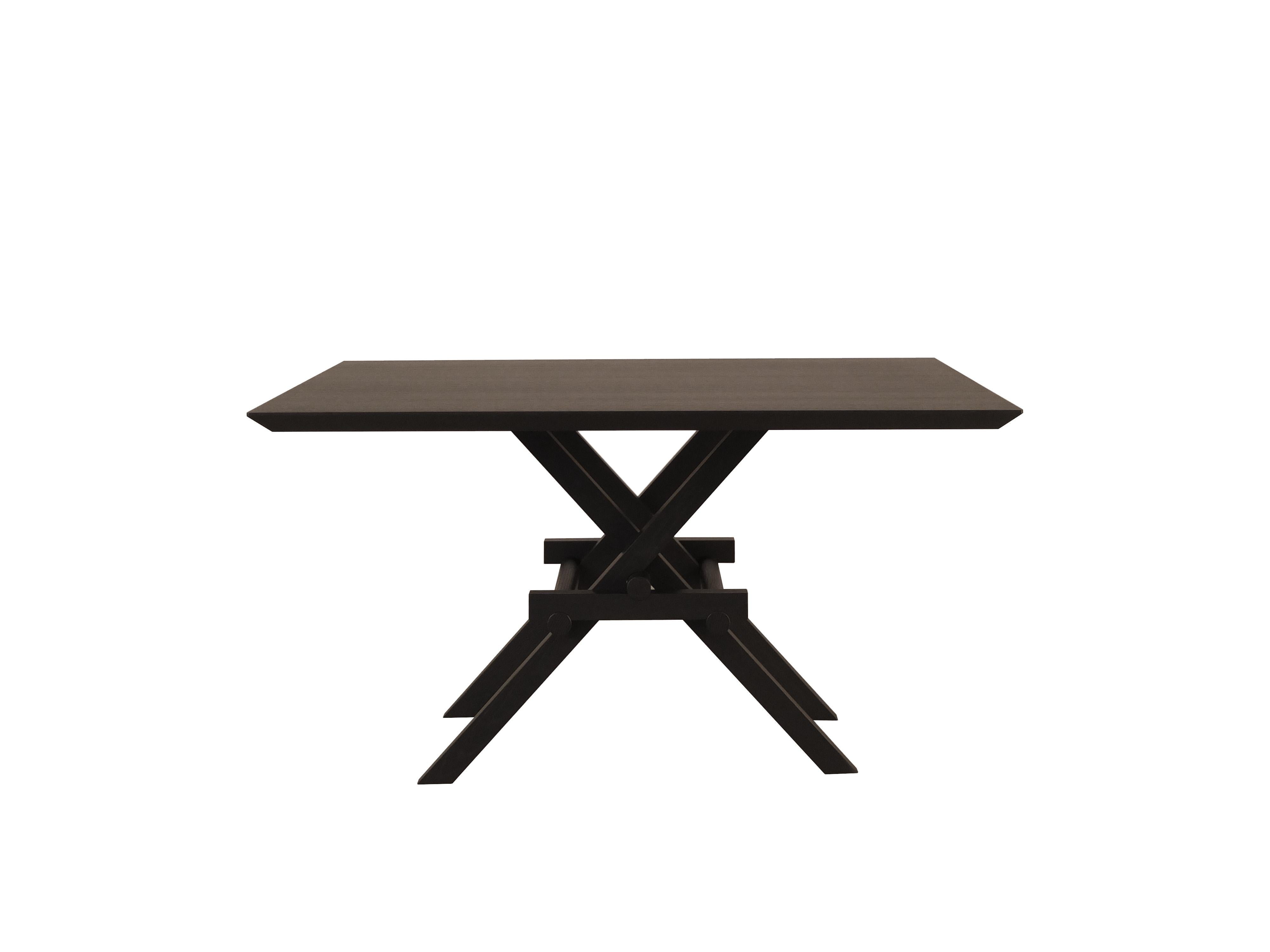 Zeitgenössischer Tisch aus Eschenholz mit ineinandergreifenden Beinen Leonardo (21. Jahrhundert und zeitgenössisch) im Angebot