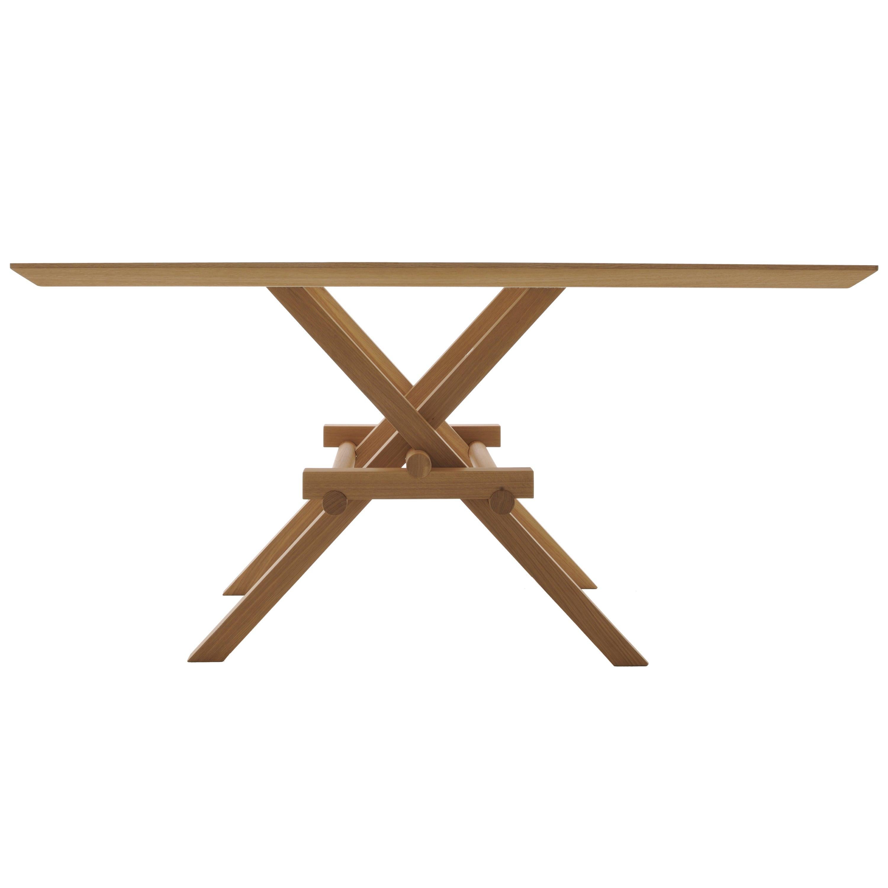 Zeitgenössischer Tisch aus Eschenholz mit ineinandergreifenden Beinen Leonardo