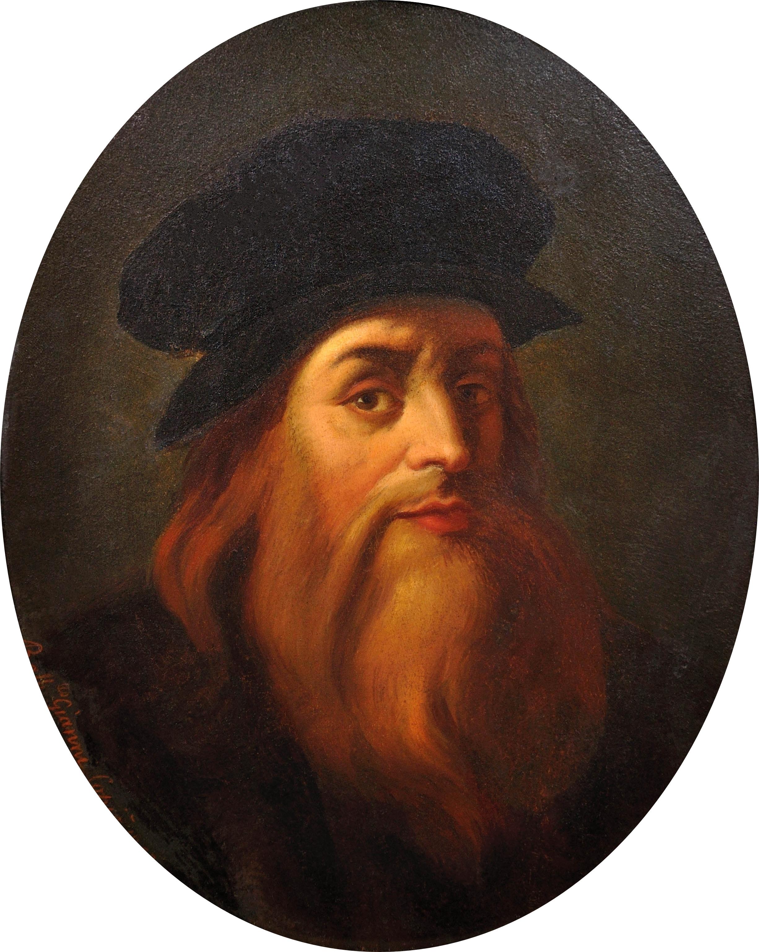 d'après Léonard de Vinci daté de 1863. Autoportrait. Galerie Uffizi à Florence. - Painting de Leonardo da Vinci
